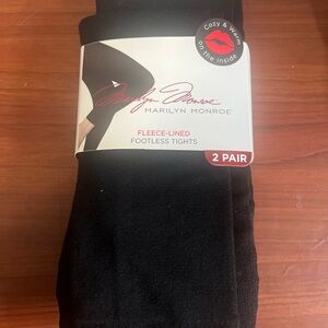 Marilyn Monroe Black Fleece-Lined Footless Tights - Cozy 2 Pack